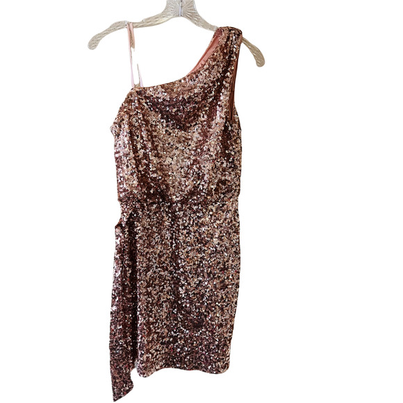 Aidan Mattox One Shoulder Sequin Tie Side Dress Size 6 - Picture 2 of 7